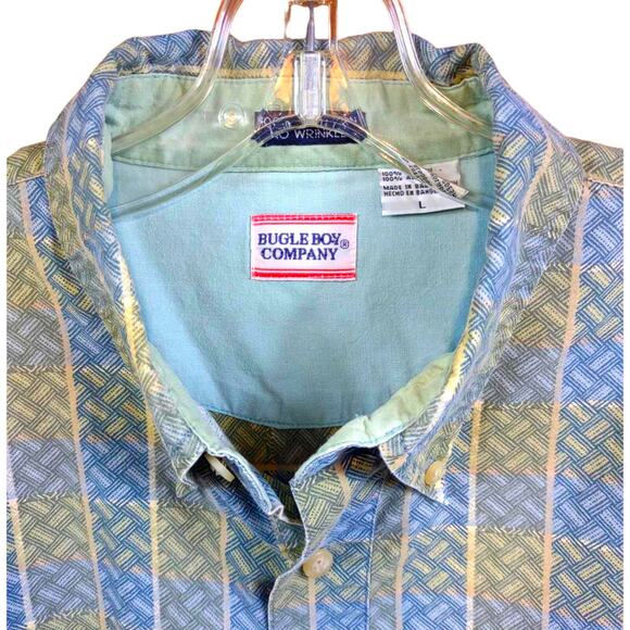 Vintage Bugle Boy Shirt Men's Large Geometric Long Sleeve Button Up 90's - Picture 4 of 9